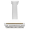 image:imageZLINE 30 Autograph Edition Stainless Steel Range Hood with White Matte Shell and Champagne Bronze Accents