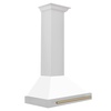image:imageZLINE 30 Autograph Edition Stainless Steel Range Hood with White Matte Shell and Champagne Bronze Accents