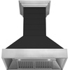 image:imageZLINE 30 in Wooden Wall Mount Range Hood in Rustic Shiplap Black Finish with Stainless Steel Accents 365CC30