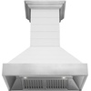 image:imageZLINE 30 in Wooden Wall Mount Range Hood in Rustic Shiplap Bright White Finish with Stainless Steel Accents 365WW30
