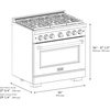 image:imageZLINE 36 in 52 cu ft 6 Burner Gas Range with Convection Gas Oven in Stainless Steel with Black Matte Door SGRBLM36