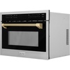 image:imageZLINE Autograph Edition 24 in 16 cu ft Builtin Convection Microwave Oven in Stainless Steel and Champagne Bronze Helix Handle MWOZ24KCB