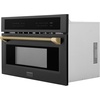 image:imageZLINE Autograph Edition 30 in 16 cu ft Builtin Convection Microwave Oven in Black Stainless Steel and Champagne Bronze Helix Handle MWOZ30BSKCB