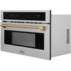image:imageZLINE Autograph Edition 30 in 16 cu ft Builtin Convection Microwave Oven in Stainless Steel and Polished Gold Helix Handle MWOZ30KG