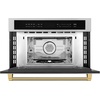 image:imageZLINE Autograph Edition 30 in 16 cu ft Builtin Convection Microwave Oven in Stainless Steel and Polished Gold Helix Handle MWOZ30KG