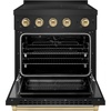 image:imageZLINE Autograph Edition 30 in 42 cu ft Paramount Induction Range with 4 Element Cooktop and Electric Convection Oven in Black Stainless Steel with Champagne Bronze Accents SINRBZ30CB