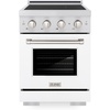image:imageZLINE 24 in 32 cu ft Paramount Induction Range with 3 Element Cooktop and Electric Convection Oven in Stainless Steel with White Matte Door SINRWM24