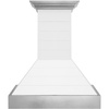image:imageZLINE 30 in Wooden Wall Mount Range Hood in Rustic Shiplap Bright White Finish with Stainless Steel Accents 365WW30