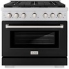 image:imageZLINE 36 in 52 cu ft 6 Burner Gas Range with Convection Gas Oven in Stainless Steel with Black Matte Door SGRBLM36