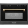 image:imageZLINE Autograph Edition 24 in 16 cu ft Builtin Convection Microwave Oven in Black Stainless Steel and Champagne Bronze Helix Handle MWOZ24BSKCB