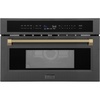 image:imageZLINE Autograph Edition 30 in 16 cu ft Builtin Convection Microwave Oven in Black Stainless Steel and Champagne Bronze Helix Handle MWOZ30BSKCB