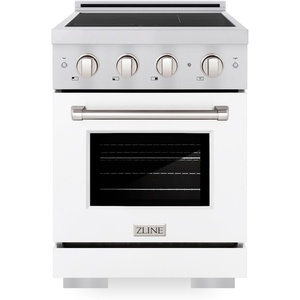 image:imageZLINE 24 in 32 cu ft Paramount Induction Range with 3 Element Cooktop and Electric Convection Oven in Stainless Steel with White Matte Door SINRWM24