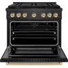 image:imageZLINE Autograph Edition 36 in 52 cu ft Paramount Gas Range with 6 Burner Cooktop and Convection Gas Oven in Black Satin Stainless Steel and Champagne Bronze Accents SGRBSZ36CB