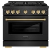 image:imageZLINE Autograph Edition 36 in 52 cu ft Paramount Gas Range with 6 Burner Cooktop and Convection Gas Oven in Black Satin Stainless Steel and Champagne Bronze Accents SGRBSZ36CB