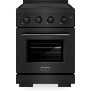 image:imageZLINE 24 in 32 cu ft Paramount Induction Range with 3 Element Cooktop and Electric Convection Oven in Black Stainless Steel SINRB24