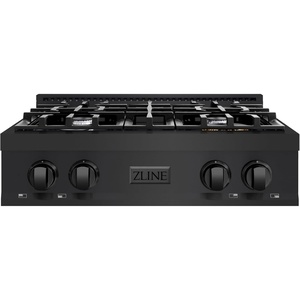 image:imageZLINE 30 in Classic Gas Rangetop with 4 Burners and Porcelain Cooktop in Black Stainless Steel