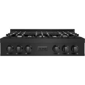 image:imageZLINE 36 in Classic Gas Rangetop with 6 Burners and Porcelain Cooktop in Black Stainless Steel