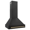 image:imageZLINE 30 Black Stainless Steel Range Hood with Champagne Bronze Handle BS655Z30CB