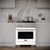 image:imageZLINE 30 in 42 cu ft Paramount Dual Fuel Range with 4 Burner Gas Cooktop and Electric Convection Oven in Stainless Steel with White Matte Door SDRWM30