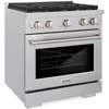image:imageZLINE 30 in 42 cu ft Paramount Gas Range with Convection Gas Oven in Satin Stainless Steel with 4 Brass Burners SGRSBR30