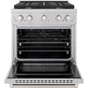 image:imageZLINE 30 in 42 cu ft Paramount Gas Range with Convection Gas Oven in Satin Stainless Steel with 4 Brass Burners SGRSBR30