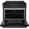 image:imageZLINE 36 in 52 cu ft Paramount Gas Range with Convection Gas Oven in Black Stainless Steel with 6 Brass Burners SGRBBR36