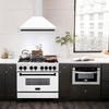 image:imageZLINE 36 in Autograph Edition Convertible Stainless Steel Range Hood with White Matte Shell and Matte Black Accents KB4STZWM36MB