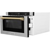 image:imageZLINE Autograph Edition 24 12 cu ft Builtin Microwave Drawer with a Traditional Handle in Fingerprint Resistant Stainless Steel and Gold Accents