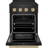 image:imageZLINE Autograph Edition 24 in 32 cu ft Paramount Induction Range with 3 Element Cooktop and Electric Convection Oven in Black Stainless Steel with Champagne Bronze Accents SINRBZ24CB