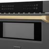 image:imageZLINE Autograph Edition 30 12 cu ft Builtin Microwave Drawer in Black Stainless Steel and Champagne Bronze Accents