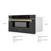 image:imageZLINE Autograph Edition 30 12 cu ft Builtin Microwave Drawer in Black Stainless Steel and Champagne Bronze Accents