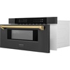 image:imageZLINE Autograph Edition 30 12 cu ft Builtin Microwave Drawer in Black Stainless Steel and Gold Accents