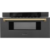 image:imageZLINE Autograph Edition 30 12 cu ft Builtin Microwave Drawer in Black Stainless Steel and Gold Accents