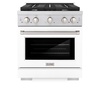 image:imageZLINE 30 in 42 cu ft Paramount Dual Fuel Range with 4 Burner Gas Cooktop and Electric Convection Oven in Stainless Steel with White Matte Door SDRWM30