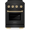 image:imageZLINE Autograph Edition 24 in 32 cu ft Paramount Induction Range with 3 Element Cooktop and Electric Convection Oven in Black Stainless Steel with Champagne Bronze Accents SINRBZ24CB