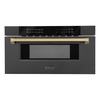 image:imageZLINE Autograph Edition 30 12 cu ft Builtin Microwave Drawer in Black Stainless Steel and Champagne Bronze Accents