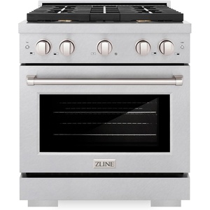 image:imageZLINE 30 in 42 cu ft Paramount Gas Range with Convection Gas Oven in Satin Stainless Steel with 4 Brass Burners SGRSBR30