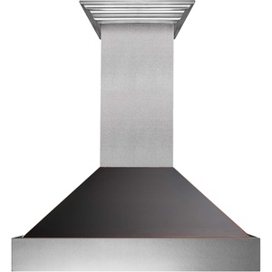 image:imageZLINE 30 in Ducted Satin Stainless Steel Wall Mount Range Hood with Oil Rubbed Bronze Shell 8654ORB30