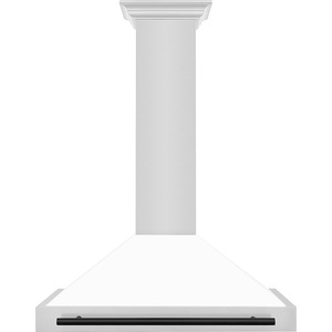 image:imageZLINE 36 in Autograph Edition Convertible Stainless Steel Range Hood with White Matte Shell and Matte Black Accents KB4STZWM36MB