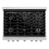 image:imageZLINE 36 in 52 cu ft Paramount Dual Fuel Range with Gas Cooktop and Electric Convection Oven in Stainless Steel with 6 Brass Burners SDRBR36