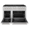image:imageZLINE 48 in 67 cu ft Paramount Double Oven Gas Range in Satin Stainless Steel with 8 Brass Burners SGRSBR48