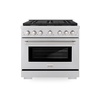image:imageZLINE 36 in 52 cu ft Paramount Dual Fuel Range with Gas Cooktop and Electric Convection Oven in Stainless Steel with 6 Brass Burners SDRBR36