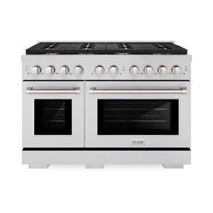 image:imageZLINE 48 in 67 cu ft Paramount Double Oven Dual Fuel Range in Stainless Steel with 8 Brass Burners SDRBR48