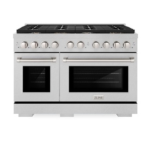 image:imageZLINE 48 in 67 cu ft Paramount Double Oven Gas Range in Satin Stainless Steel with 8 Brass Burners SGRSBR48