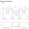 image:imageZLINE 45 in Breckenridge Undermount Triple Bowl Stainless Steel Kitchen Sink with Bottom Grid and Accessories SLT45