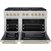 image:imageZLINE Autograph Edition 48 in 67 cu ft Paramount Double Oven Gas Range with 8 Burner Cooktop in Satin Stainless Steel and Champagne Bronze Accents SGRSZ48CB
