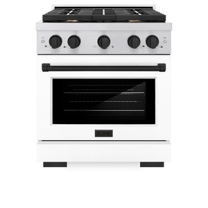 image:imageZLINE Autograph 30 Paramount Dual Fuel Range wWhite Door amp Black Accents SDRZWM30MB