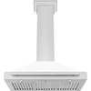 image:imageZLINE 36 Stainless Steel Range Hood with White Matte Shell and Stainless Steel Handle KB4STXWM36