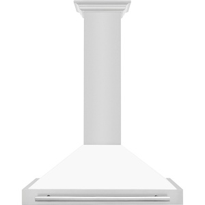 image:imageZLINE 36 Stainless Steel Range Hood with White Matte Shell and Stainless Steel Handle KB4STXWM36