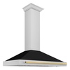 image:imageZLINE 48 in Autograph Edition Stainless Steel Range Hood with Black Matte Shell and Polished Gold Handle KB4STZBLM48G